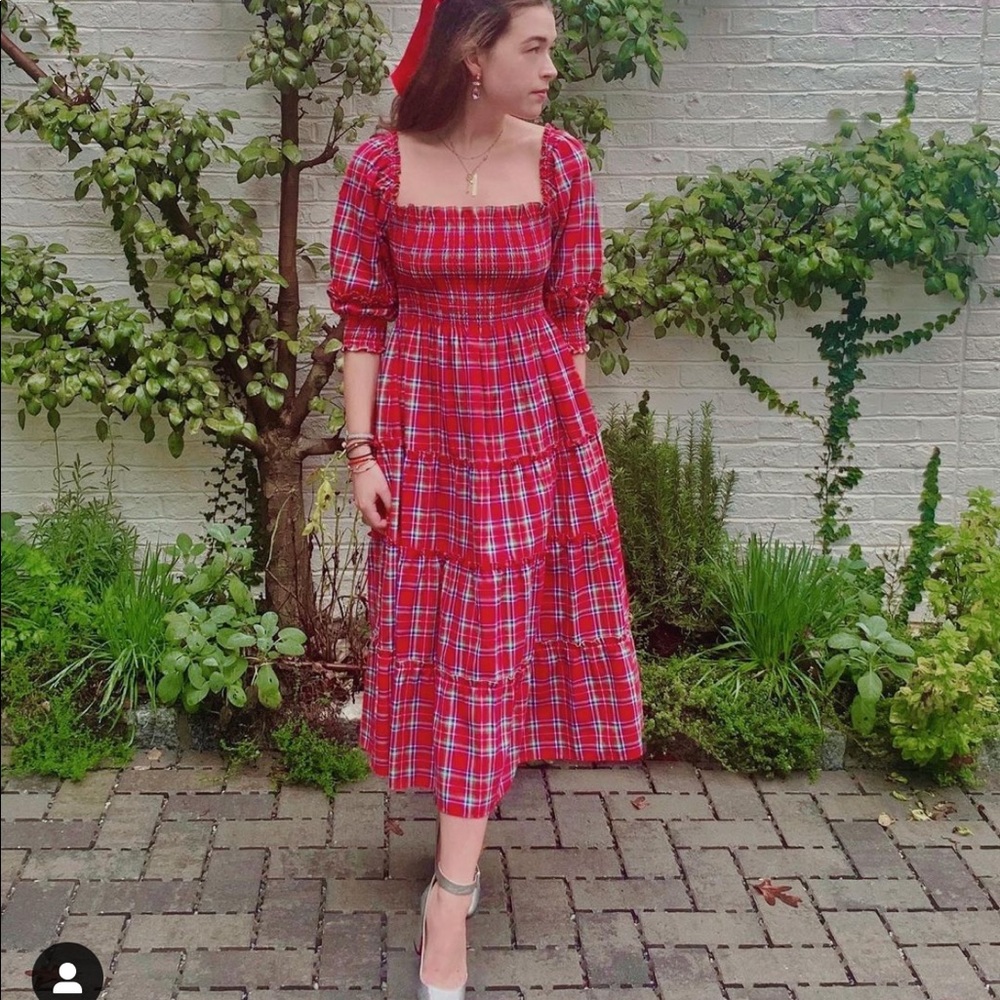 Hill House Home Dress Red Tartan Plaid Nesli Nap Dress